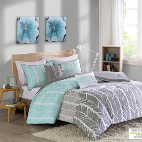 img 3 attached to 🛏️ Geometric Design Cozy Comforter Full/Queen Bedding Set with Matching Sham, Decorative Pillow - Intelligent Design, All Season, Vibrant Aqua Color, 5 Piece