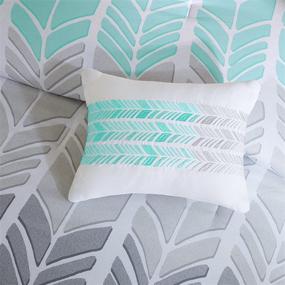 img 2 attached to 🛏️ Geometric Design Cozy Comforter Full/Queen Bedding Set with Matching Sham, Decorative Pillow - Intelligent Design, All Season, Vibrant Aqua Color, 5 Piece