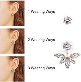 img 2 attached to Elegant Udalyn 3 Pairs 18K White Gold Plated Clear Crystal Leaf Feather Stud Earrings