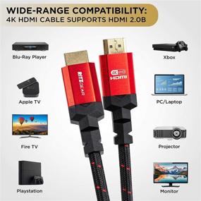 img 3 attached to 🔌 Ritz Gear 30ft 4K HDMI Cable [2 Pack] - Enhanced with Braided Nylon Cord, Gold Connectors, High Speed HDMI 2.0 with Ethernet for PS5, PS4, PS3, Xbox, Roku, Apple TV, HDTV, Blu-ray, Laptop, PC, Monitor