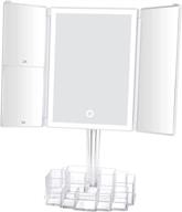proyankiot trifold lighted makeup mirror with 38 led lights, touch screen switch, and storage - 3x/2x/1x magnification, 90 degree rotation, white логотип