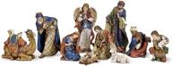 🎄 joseph's studio by roman - 10-piece nativity set, including holy family, three kings, angel, shepherd, sheep, and camel, 4-19 inches in height, made of resin and stone, ideal for decorative purposes logo