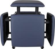 lugshiree leather square ottoman bench - versatile 5-in-1 nesting stool with wheels for living room & dining - blue, 15.74x15.74x16.53 inches logo