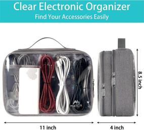 img 3 attached to Double Layer Clear Electronics Organizer Bag - Large Gadget Organizer for Men, 🎒 Travel Cable Organizer Case for Electronic Accessories, Charger, Cable, iPad Mini - Perfect Electronics Gift