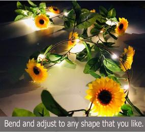 img 1 attached to Sunflower String Lights 2 Pack, Fielegen 13 FT Artificial Sunflower Garland with Battery Powered 40 LED Flower Fairy Lights for Home Garden Decor, Wedding, Bedroom, and Indoor Use