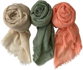 img 2 attached to 🧣 Набор из 6 шт. мягких шарфов и платков MANSHU для женщин: стильная коллекция шарфов и повязок с большим головным платком