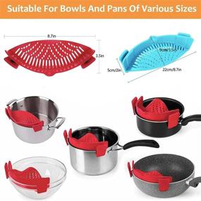 img 2 attached to 🍲 Set of 2 Clip-On Silicone Strainers - Perfect for Pasta, Meat, Veggies, Fruits - Fits All Pots and Bowls