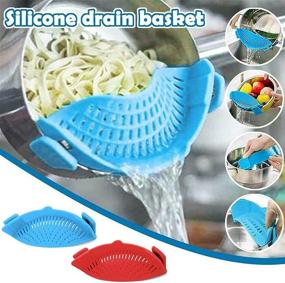 img 3 attached to 🍲 Set of 2 Clip-On Silicone Strainers - Perfect for Pasta, Meat, Veggies, Fruits - Fits All Pots and Bowls