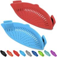 🍲 set of 2 clip-on silicone strainers - perfect for pasta, meat, veggies, fruits - fits all pots and bowls logo