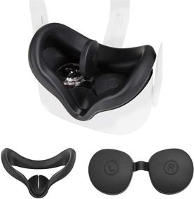 img 4 attached to 🔥 Enhance Your VR Experience with the Silicone Cover Mask Combo & Protective Lens Cover Set for Oculus Quest 2 Headset by X-super Home (Black, Oculus Quest 2)