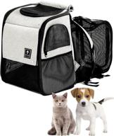 🐱 expandable cat carrier backpack: travel with ease for small dogs, cats, and rabbits – ideal for hiking, camping, and traveling – holds pets up to 18 lbs (grey) logo