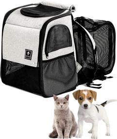 img 4 attached to 🐱 Expandable Cat Carrier Backpack: Travel with Ease for Small Dogs, Cats, and Rabbits – Ideal for Hiking, Camping, and Traveling – Holds Pets Up to 18 lbs (Grey)