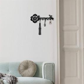 img 1 attached to 🔑 Deveosa Wall Decorative Key Hooks: Small Black Entryway Welcome Home Sign Key Hangers