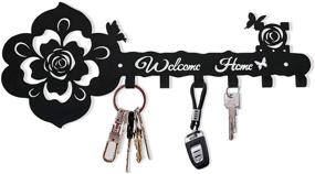 img 4 attached to 🔑 Deveosa Wall Decorative Key Hooks: Small Black Entryway Welcome Home Sign Key Hangers