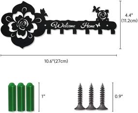 img 3 attached to 🔑 Deveosa Wall Decorative Key Hooks: Small Black Entryway Welcome Home Sign Key Hangers