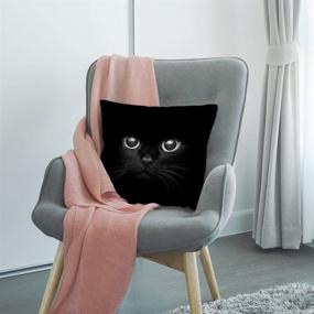 img 2 attached to 🐱 HGOD DESIGNS Cat Pillow Case - Cute Black Cat Face with Black Eye, Cotton Linen Square Cushion Cover Pillowcase for Men, Women, Home Decor, Sofa, Armchair, Bedroom, Livingroom - 18 x 18 Inch