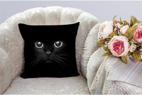 img 3 attached to 🐱 HGOD DESIGNS Cat Pillow Case - Cute Black Cat Face with Black Eye, Cotton Linen Square Cushion Cover Pillowcase for Men, Women, Home Decor, Sofa, Armchair, Bedroom, Livingroom - 18 x 18 Inch