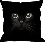 🐱 hgod designs cat pillow case - cute black cat face with black eye, cotton linen square cushion cover pillowcase for men, women, home decor, sofa, armchair, bedroom, livingroom - 18 x 18 inch logo