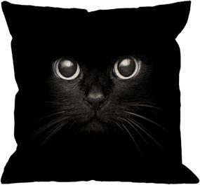 img 4 attached to 🐱 HGOD DESIGNS Cat Pillow Case - Cute Black Cat Face with Black Eye, Cotton Linen Square Cushion Cover Pillowcase for Men, Women, Home Decor, Sofa, Armchair, Bedroom, Livingroom - 18 x 18 Inch