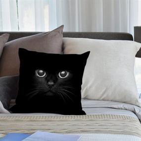 img 1 attached to 🐱 HGOD DESIGNS Cat Pillow Case - Cute Black Cat Face with Black Eye, Cotton Linen Square Cushion Cover Pillowcase for Men, Women, Home Decor, Sofa, Armchair, Bedroom, Livingroom - 18 x 18 Inch