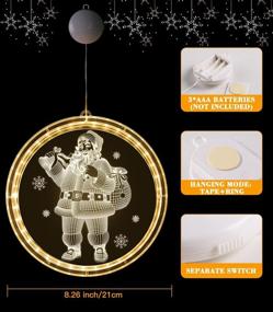 img 3 attached to 🎅 Large-Battery Operated LED Christmas Window Lights Decorations - Santa Claus | Outdoor Indoor Hanging 3D Lights for Wall Pathway Patio Bedroom Decor | Warm White