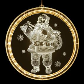 img 4 attached to 🎅 Large-Battery Operated LED Christmas Window Lights Decorations - Santa Claus | Outdoor Indoor Hanging 3D Lights for Wall Pathway Patio Bedroom Decor | Warm White