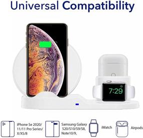 img 1 attached to 🔌 Black 3-in-1 Charging Dock Station for Apple Products, AirPods, iWatch, Samsung Galaxy S20, and Other Qi-Enabled Devices - Wireless Multiple Device Charger Station