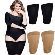 🩲 women's thigh slimming shapers - compression sleeves to tone thighs - slimming wraps for flabby thighs - helps sculpt upper thighs for ideal slim appearance - 2 pack (black/beige) logo