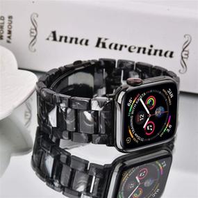 img 2 attached to 🍏 Ремешки V-MORO из смолы для Apple Watch 38мм 40мм серии SE/6/5/4/3/2/1 - совместимые для женщин и мужчин со стальной пряжкой - замена браслета для часов Apple iWatch (черно-серый)