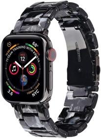 img 3 attached to 🍏 Ремешки V-MORO из смолы для Apple Watch 38мм 40мм серии SE/6/5/4/3/2/1 - совместимые для женщин и мужчин со стальной пряжкой - замена браслета для часов Apple iWatch (черно-серый)