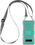 🌳 versatile e-tree crossbody lanyard case with kickstand for samsung galaxy s10 in shockproof dual layered design - anti-lost detachable neck strap for outdoor enthusiasts, elderly, kids, and more! (green) logo