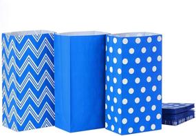 img 1 attached to 🎉 Hallmark Blue Party Favor and Wrapped Treat Bags - Assorted Designs (30 Ct.) Chevron, White Dots, Solid - Birthdays, Baby Showers, School Lunches, Hanukkah, Care Packages, May Day