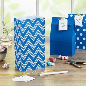 img 3 attached to 🎉 Hallmark Blue Party Favor and Wrapped Treat Bags - Assorted Designs (30 Ct.) Chevron, White Dots, Solid - Birthdays, Baby Showers, School Lunches, Hanukkah, Care Packages, May Day