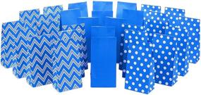 img 4 attached to 🎉 Hallmark Blue Party Favor and Wrapped Treat Bags - Assorted Designs (30 Ct.) Chevron, White Dots, Solid - Birthdays, Baby Showers, School Lunches, Hanukkah, Care Packages, May Day