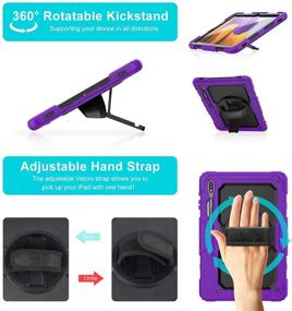 img 1 attached to 📱 2020 Samsung Galaxy Tab S7 Plus/S7+ 12.4 Case - Shockproof BASE MALL Full Body Protective Case with Tempered Glass Screen Protector, 360° Rotating Kickstand, Hand & Shoulder Strap, S Pen Holder (Purple)