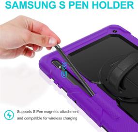 img 2 attached to 📱 2020 Samsung Galaxy Tab S7 Plus/S7+ 12.4 Case - Shockproof BASE MALL Full Body Protective Case with Tempered Glass Screen Protector, 360° Rotating Kickstand, Hand & Shoulder Strap, S Pen Holder (Purple)