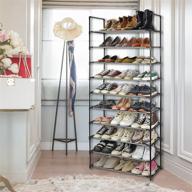 👠 aosion 10 tier shoe rack: tall organizer for 50 pairs of shoes, closet space saver with large shoe shelf, removable metal construction, non-woven fabric, gray логотип