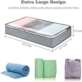 img 3 attached to Efficient Storage Solution: 3 Pack Large Under Bed Storage Bags with Sturdy Zipper and Clear Window for Clothes, Bedding, Comforters, Blankets