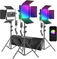 📸 neewer 3 packs 480 rgb led light with app control for photography and video, lighting kit with stands and bag, cri95/3200k-5600k, adjustable brightness/colors, 9 scene modes logo