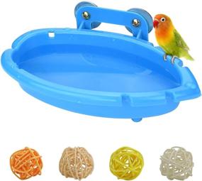 img 4 attached to 🐦 Mygeromon Bird Bath: Small Tub Bowl for Hang Inside Cage - Deluxe Birdbath Shower for Parrot/Parakeets/Cockatiels/Canary/Budgerigar (Blue)