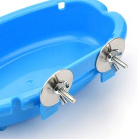 img 3 attached to 🐦 Mygeromon Bird Bath: Small Tub Bowl for Hang Inside Cage - Deluxe Birdbath Shower for Parrot/Parakeets/Cockatiels/Canary/Budgerigar (Blue)