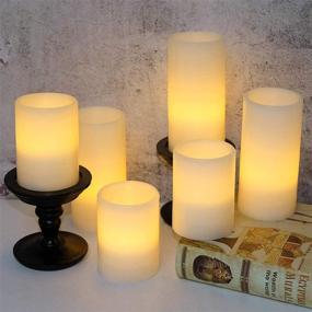 img 2 attached to 🕯️ Eldnacele Flameless Flickering Candles: Set of 6 Battery Operated Real Wax White Candles with 8-Hour Timer for Christmas Home Decor and Parties in 3x4 & 3x6 Sizes