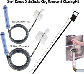 img 2 attached to 🌀 Deluxe 3-in-1 Riptide Drain Cleaning Kit: Powerful Clog and Grime Removal with Two Durable Brush Head Snakes and Barbed Clog-Removing Snake