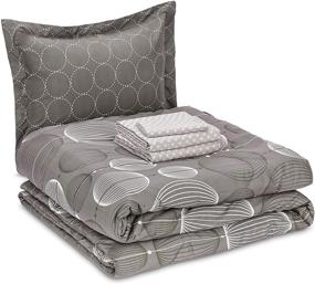 img 3 attached to 🛏️ Amazon Basics Industrial Gray Bedding Set - Twin/Twin XL, 5-Piece Lightweight Microfiber Comforter Bed-In-A-Bag