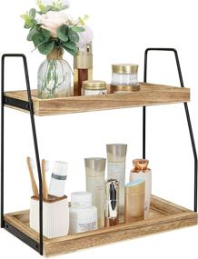 img 4 attached to Lzhevsk 2-Tier Bathroom Countertop Organizer Vanity Tray – Stylish Storage Solution for Cosmetics, Kitchen Spice Rack, and Countertop Shelf