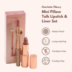 img 3 attached to 💄 Travel-sized Duo Set: Charlotte Tilbury Pillow Talk Mini Matte Revolution Lipstick and Lip Cheat Lip Liner