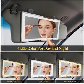 img 2 attached to Enhance Your Drive with Car Visor Vanity Mirror: Rechargeable LED Makeup Mirror for Sun Visor, Dimmable 3 Light Modes, Compact & Convenient - Black