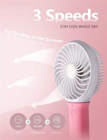 img 3 attached to 🌬️ Portable USB Rechargeable Handheld Fan - Small Personal Fan with 3 Speeds Air Flow - Battery Operated Mini Fan for Outdoor, Indoor, Travel, Office