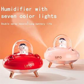 img 1 attached to 🛸 400ML Cute UFO Pink Household Humidifier with Night Light, Automatic Timing Shutdown, Silent Air Humidification - Ideal for Baby Bedroom, Plant, and Office