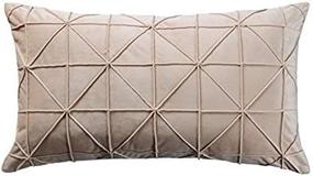 img 1 attached to JWH Creamy White Velvet Christmas Decorative Pillowcase - Soft Geometric Lumbar Support Cushion Cover for Farmhouse Floor Chair, Sofa, Couch - Elegant Shams with Zipper - Protectors for 14 x 24 Inch Pillows